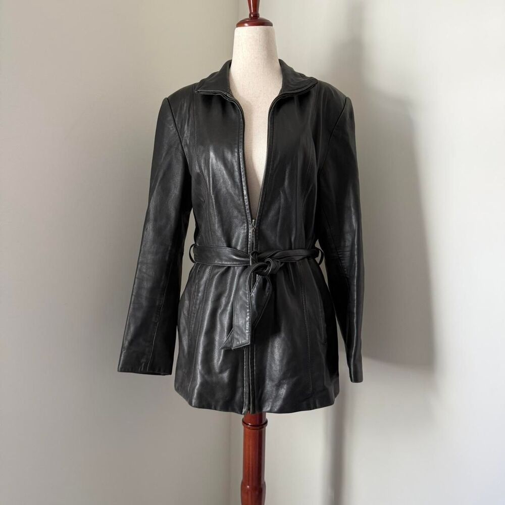 Vintage Black Leather Jacket Nine West Size M